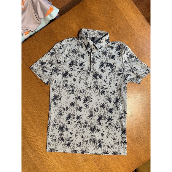 Adidas Polo Shirt Mens S Blue Digital Camouflage Golf All Over Print Performance - Picture 2 of 8